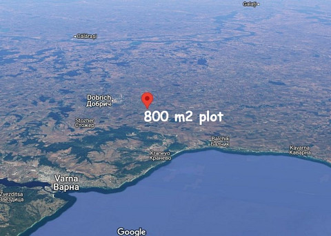Участок под застройку 800 кв.м., вода и электричество, 7 км до Добрича, 31 км до моря