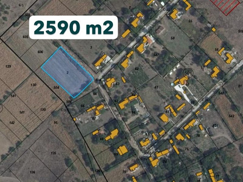 Земельный участок под застройку площадью 2590 кв.м, всего 7 км до моря и пляжей.
