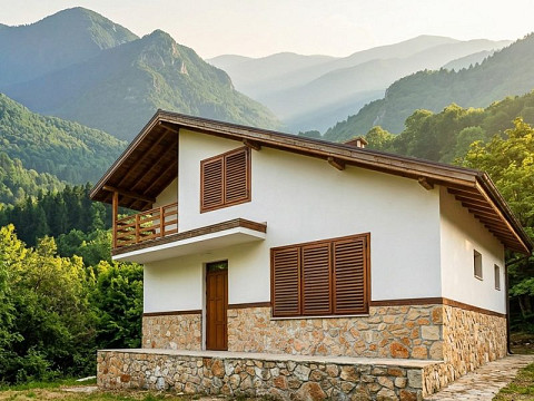 Maison neuve de 102 m², terrain de 946 m², refuge isolé en montagne