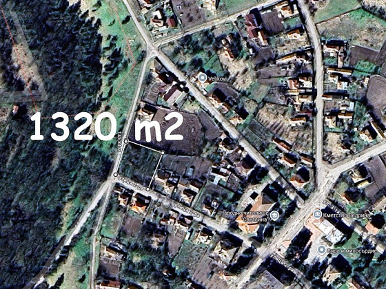 1320 sqm building plot, water and electricity at the border, 50 km. to sea