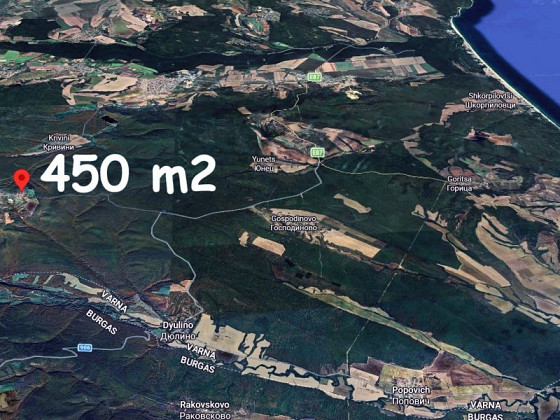 Земельный участок под застройку площадью 450 кв.м, водоснабжение и электричество на границе, 20 км до моря.