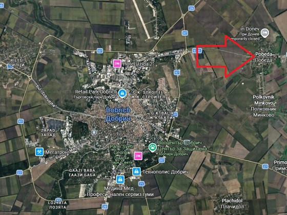 Участок под застройку площадью 1600 кв.м., вода и электричество на границе, престижная деревня, 4 км до города Добрич, 36 км до моря