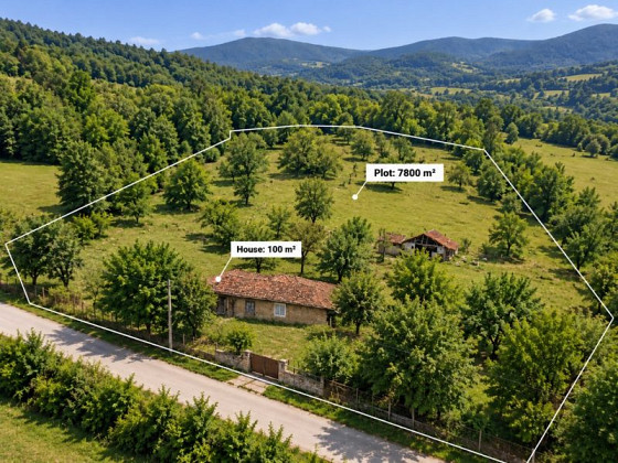 Maison authentique de 100 m², terrain de 7800 m², à 25 km de la ville d'Omurtag