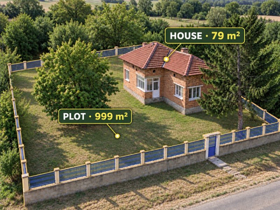 Отремонтированный дом площадью 79 кв.м, земельный участок 999 кв.м, 20 км до города Лом и реки Дунай.
