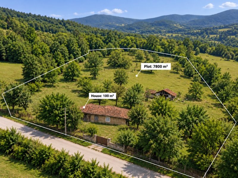 Maison authentique de 100 m², terrain de 7800 m², à 25 km de la ville d'Omurtag