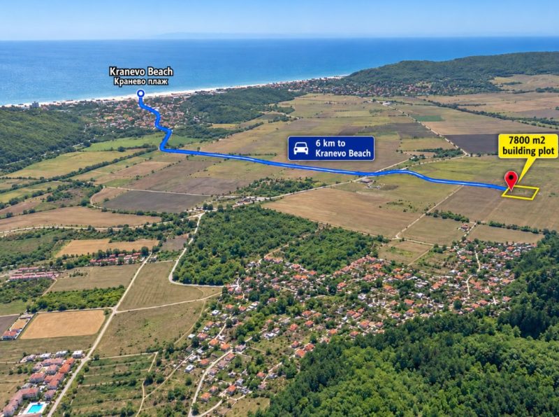 7800 кв.м. участок под застройку, вода и электричество, вид на море, 6 км до моря — фото 1