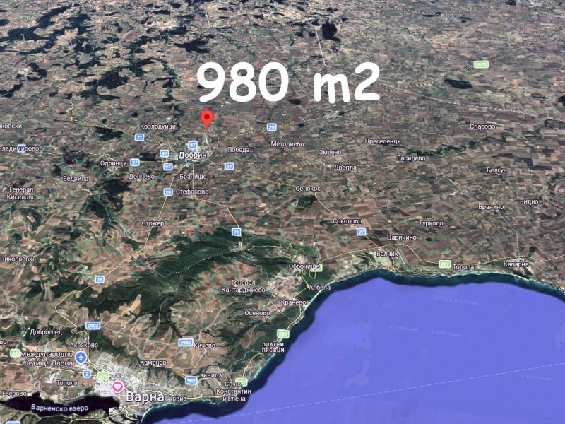 980 sqm building plot, water and electricity, 5 km to Dobrich town, 45 km to sea