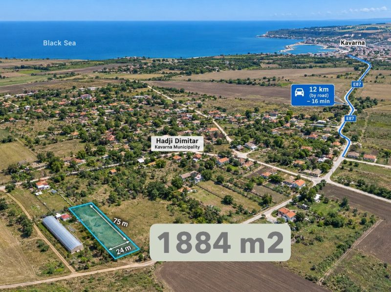 Земельный участок под застройку площадью 1884 кв.м, водоснабжение и электричество на границе, 12 км до Кавраны, море.